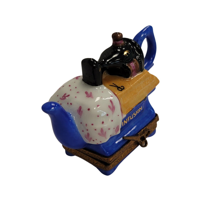 Sewing Machine Teapot for Tea Lovers Porcelain Limoges Home China French Trinket Box