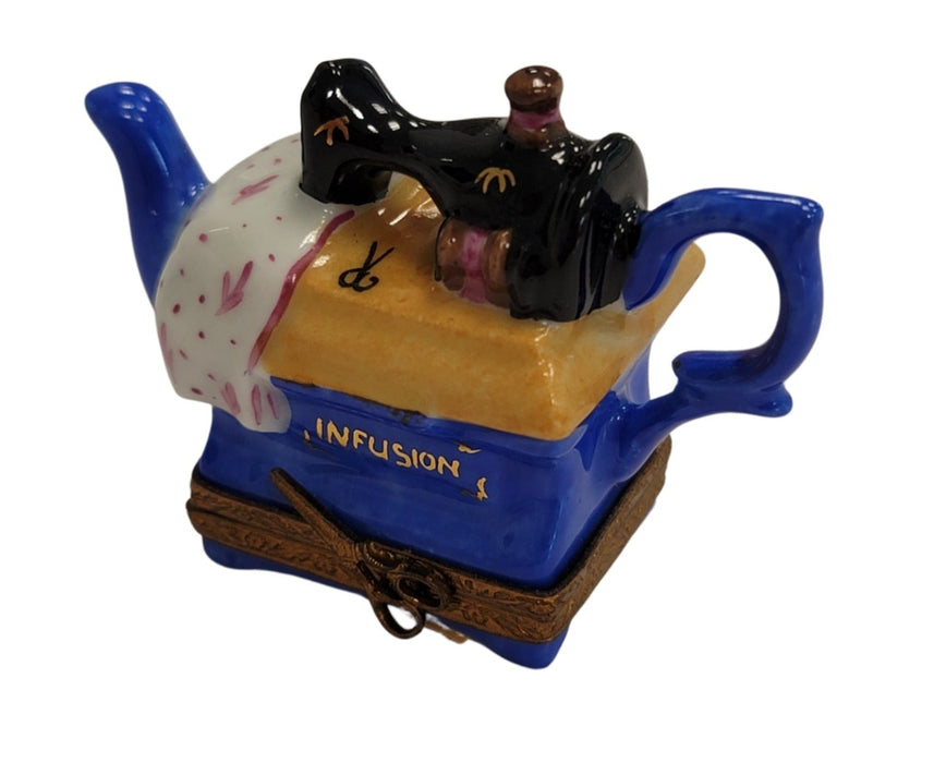 Sewing Machine Teapot for Tea Lovers Porcelain Limoges Home China French Trinket Box