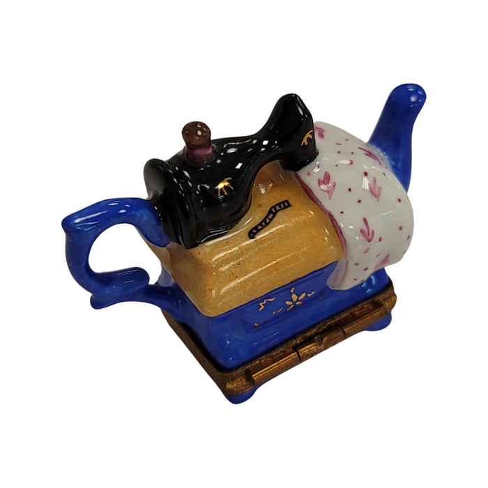 Sewing Machine Teapot for Tea Lovers Porcelain Limoges Home China French Trinket Box