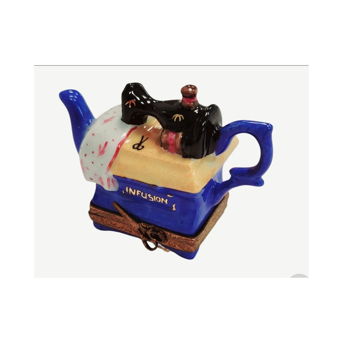 Authentic Sewing Machine Teapot Limoges box, hand-painted in France, from Limoges Boutique