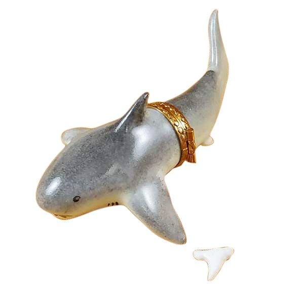 Shark Figurine for Ocean Lovers Porcelain Limoges fish ocean beach French Trinket Box