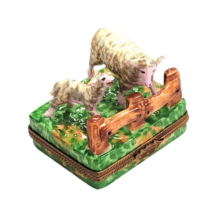Sheep and Lambs Delight for Farm Lovers Porcelain Limoges limoges boxes farm animal French Trinket Box