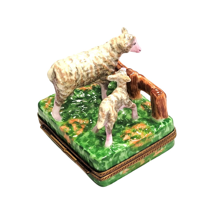 Sheep and Lambs Delight for Farm Lovers Porcelain Limoges limoges boxes farm animal French Trinket Box