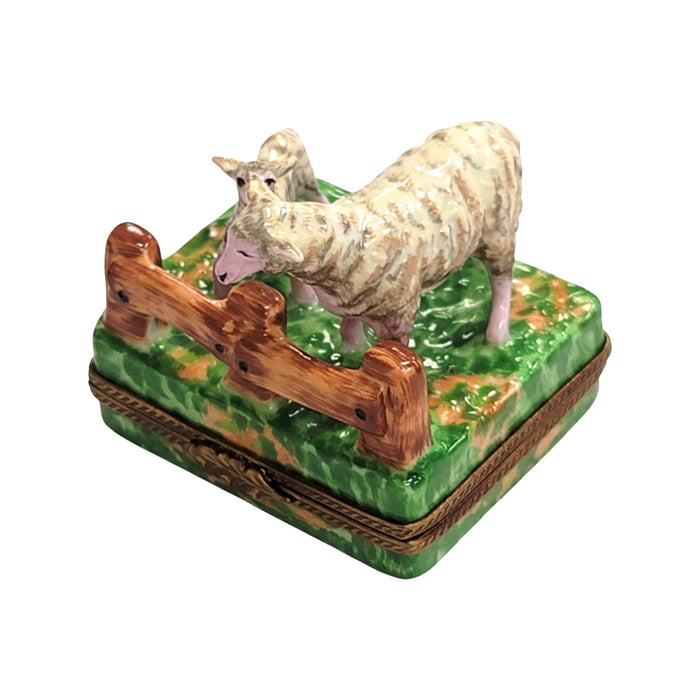 Sheep and Lambs Delight for Farm Lovers Porcelain Limoges limoges boxes farm animal French Trinket Box