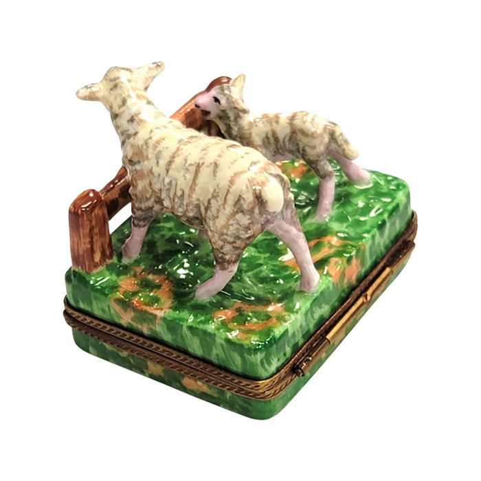 Sheep and Lambs Delight for Farm Lovers Porcelain Limoges limoges boxes farm animal French Trinket Box