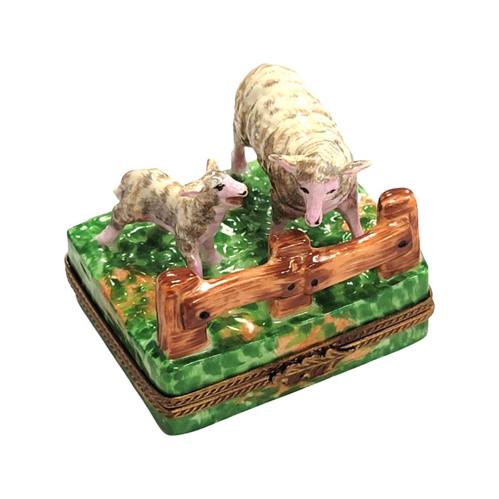 Sheep and Lambs Delight for Farm Lovers Porcelain Limoges limoges boxes farm animal French Trinket Box