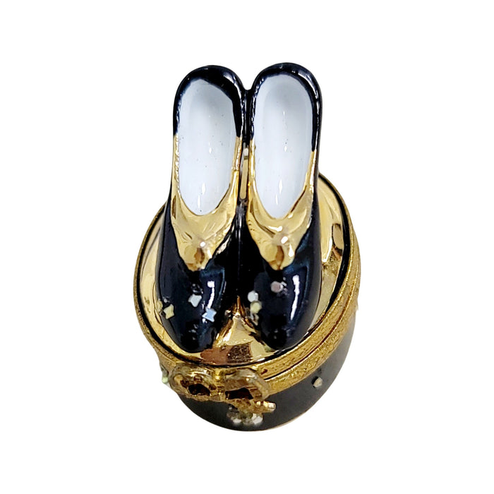 Shoes on Oval Limoges Box Porcelain Figurine-Fashion home house women shoes limoges box-CH8C328