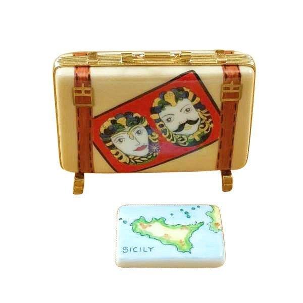 Sicily Suitcase Limoges Box for Collectors Porcelain Limoges world travel French Trinket Box