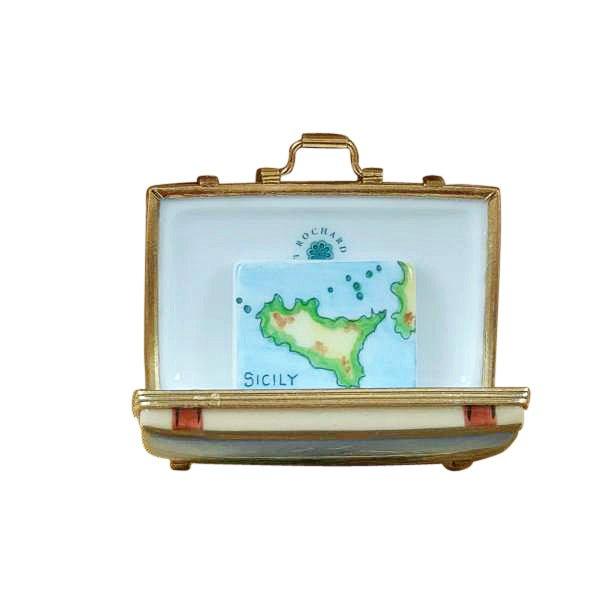 Sicily Suitcase Limoges Box for Collectors Porcelain Limoges world travel French Trinket Box