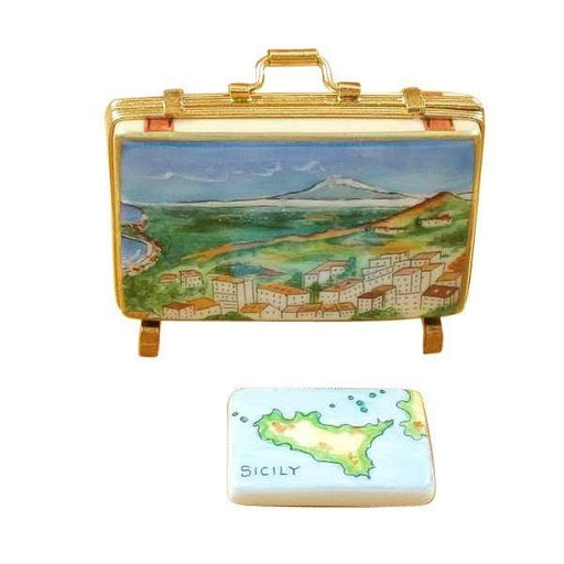 Sicily Suitcase Limoges Box for Collectors Porcelain Limoges world travel French Trinket Box