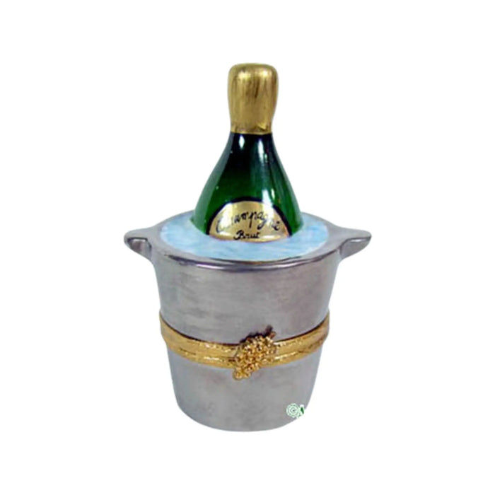 Silver Champagne Bucket for Wine Lovers Porcelain Limoges wine French Trinket Box