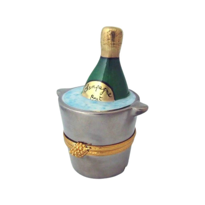 Silver Champagne Bucket for Wine Lovers Porcelain Limoges wine French Trinket Box