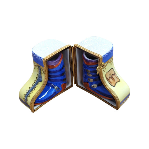 Ski Boots Limoges Box for Ski Enthusiasts Porcelain Limoges Sports Shoes Winter French Trinket Box