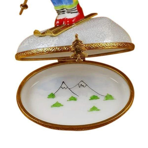 Skier Limoges Box for Skiing Enthusiasts Porcelain Limoges sports French Trinket Box