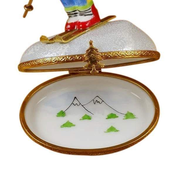 Skier Limoges Box for Skiing Enthusiasts Porcelain Limoges sports French Trinket Box