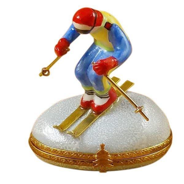 Skier Limoges Box for Skiing Enthusiasts Porcelain Limoges sports French Trinket Box