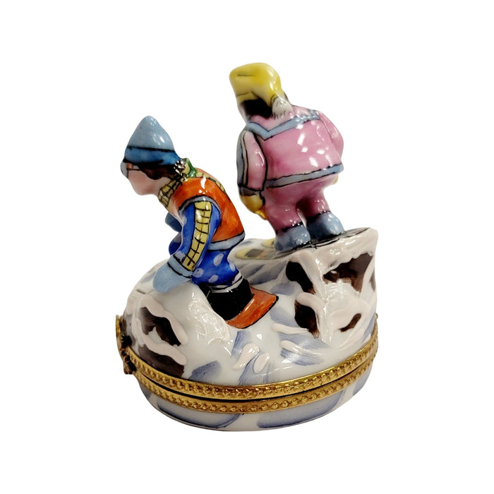 Skiing Adventure Limoges Box for Sports Enthusiasts Porcelain Limoges xmas sports French Trinket Box