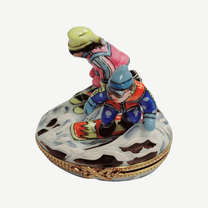 Skiing Adventure Limoges Box for Sports Enthusiasts Porcelain Limoges xmas sports French Trinket Box