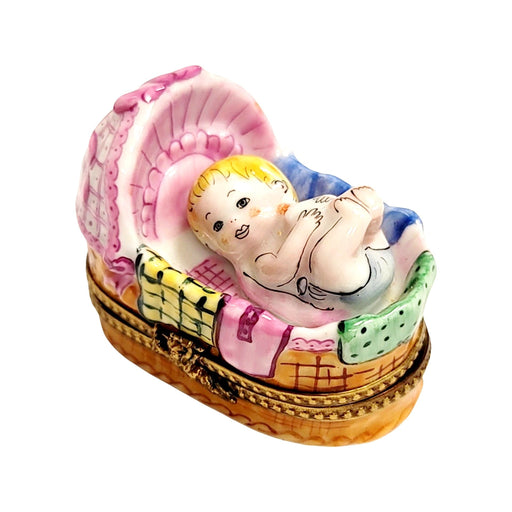 Sleeping Baby Limoges Box for Nursery Decor Porcelain Limoges Babies Figurine French Trinket Box