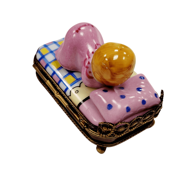 Sleeping Baby Limoges Box for Newborn Gifts Porcelain Limoges Babies Figurine French Trinket Box