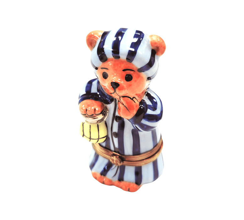Sleepy Time Teddy Bear Box for Collectors Porcelain Limoges Teddy French Trinket Box