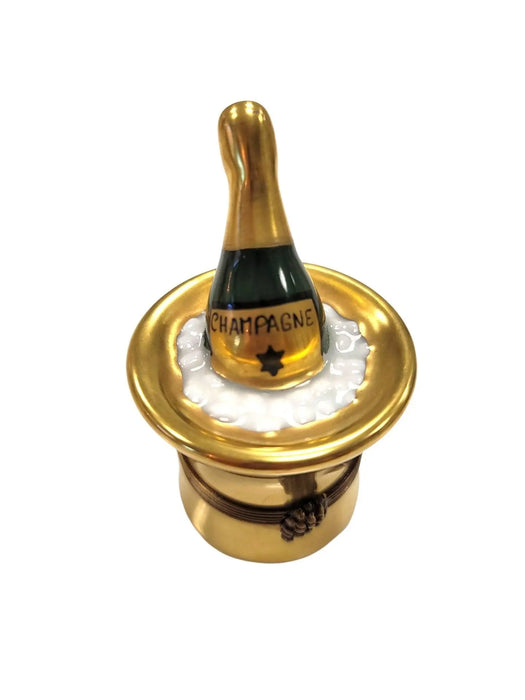 Small Champagne Elegance Box for Celebrations Porcelain Limoges Wine French Trinket Box