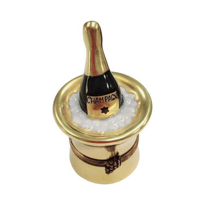 Genuine Small Champagne in Gold Bucket Limoges box painted by hand in France, from Limoges Boutique