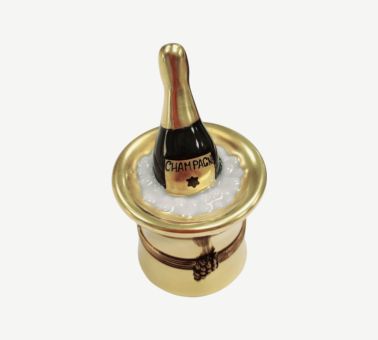 Small Champagne in Gold Bucket Limoges Box Porcelain Figurine-Wine-CH1R179