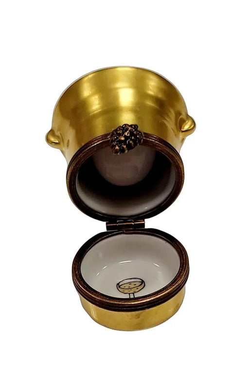 Gold Champagne Limoges Box for Luxury Lovers Porcelain Limoges Wine French Trinket Box