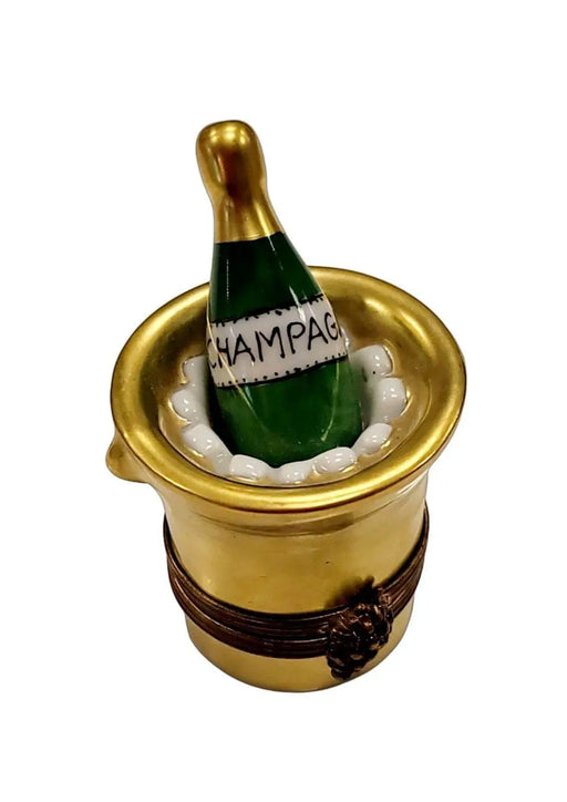 Gold Champagne Limoges Box for Luxury Lovers Porcelain Limoges Wine French Trinket Box