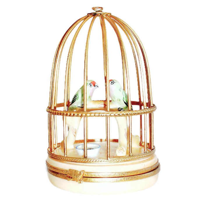 Charming Parakeets for Bird Lovers Porcelain Limoges bird birds French Trinket Box