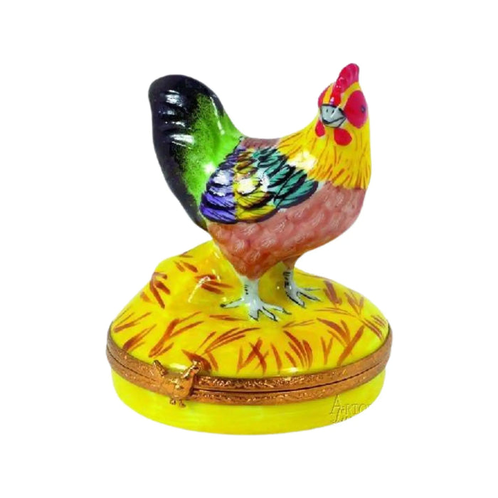 Small Rooster Limoges Box for Bird Lovers Porcelain Limoges farm birds French Trinket Box
