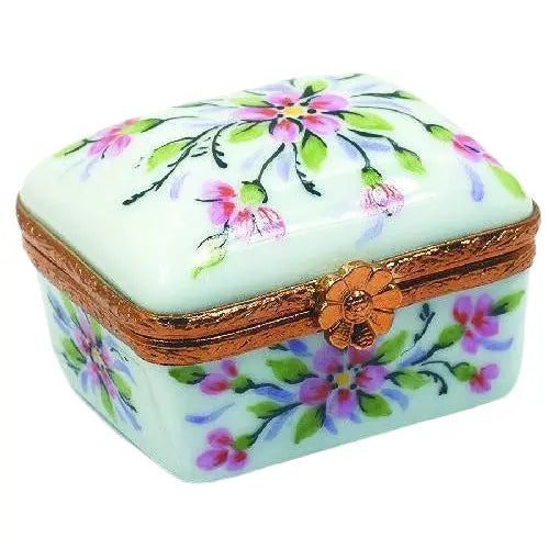 Floral Elegance for Home Decor Porcelain Limoges square French Trinket Box
