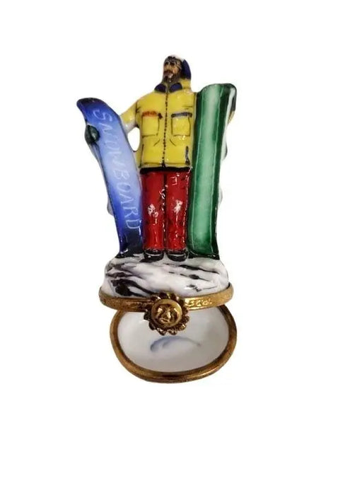 Snowboarder Limoges Box for Winter Sports Enthusiasts Porcelain Limoges Sports Winter French Trinket Box
