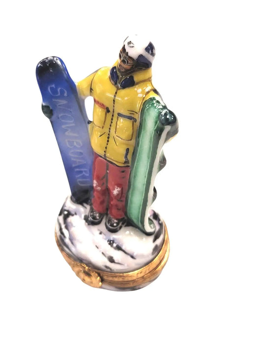 Snowboarder Limoges Box for Winter Sports Enthusiasts Porcelain Limoges Sports Winter French Trinket Box
