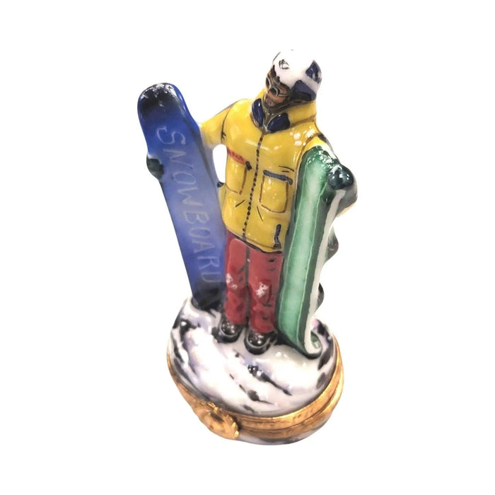 Hand-painted Man with Snowboard Limoges box, French artistry for lovers of fine art