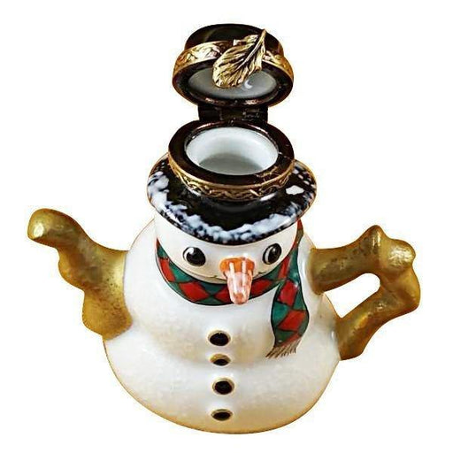 Snowman Teapot for Holiday Cheer Porcelain Limoges Snowman China French Trinket Box