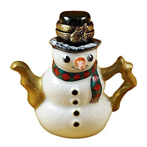 Snowman Teapot for Holiday Cheer Porcelain Limoges Snowman China French Trinket Box