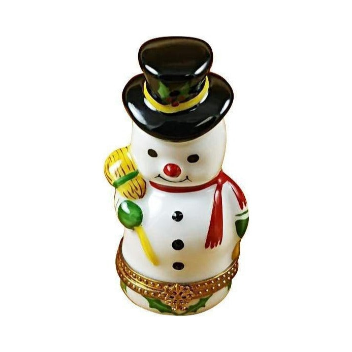 Authentic Rochard Snowman Gifting Limoges box, hand-painted in France for Christmas, from Limoges Boutique
