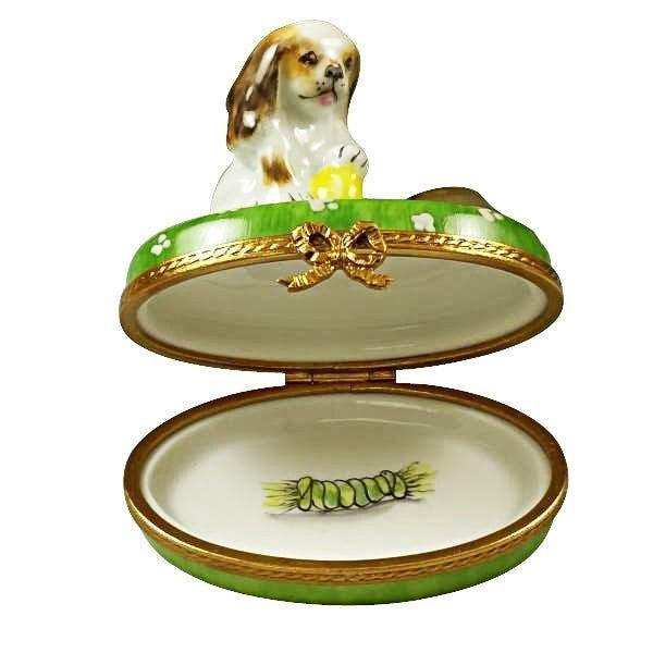 Spaniel Puppy Limoges Box for Dog Lovers Porcelain Limoges dog French Trinket Box