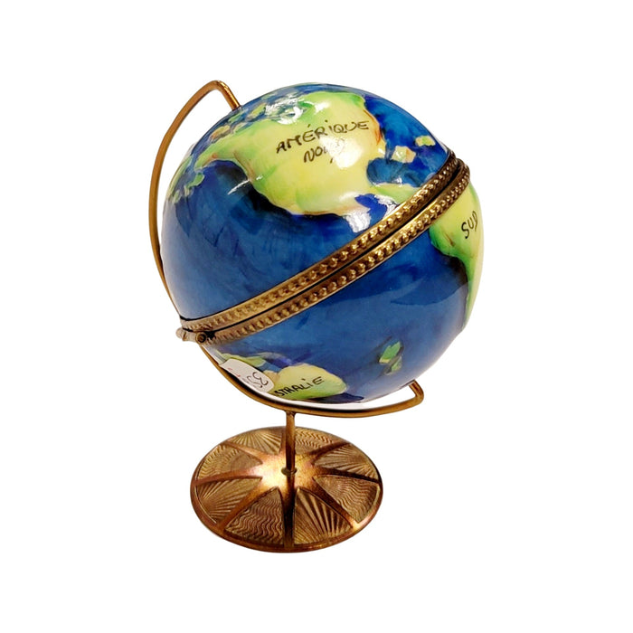 Spinning World Globe for Collectors Porcelain Limoges LIMOGES BOXES travel French Trinket Box