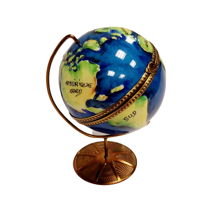 Spinning World Globe for Collectors Porcelain Limoges LIMOGES BOXES travel French Trinket Box