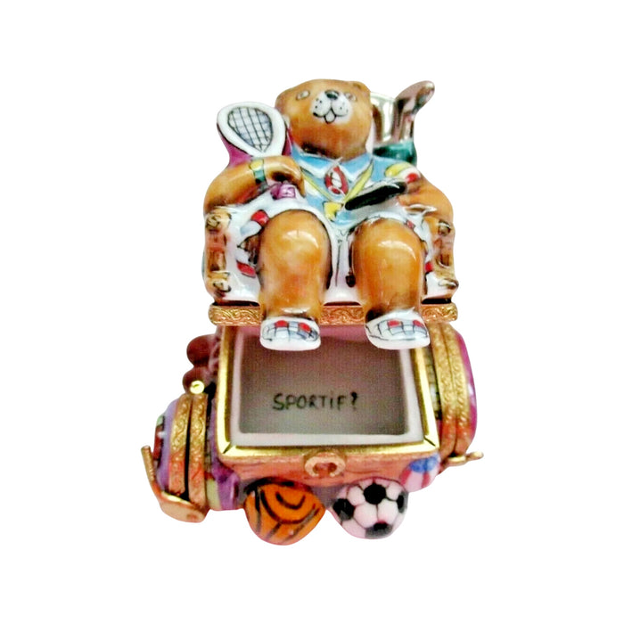 Sports Nut Bear Gift for Sports Lovers Porcelain Limoges Bear sports French Trinket Box