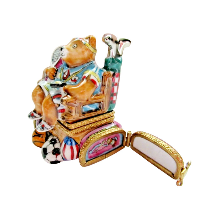 Sports Nut Bear Gift for Sports Lovers Porcelain Limoges Bear sports French Trinket Box