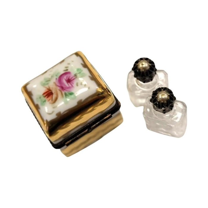Fine art lovers will admire this 2 Perfume in Square Limoges box