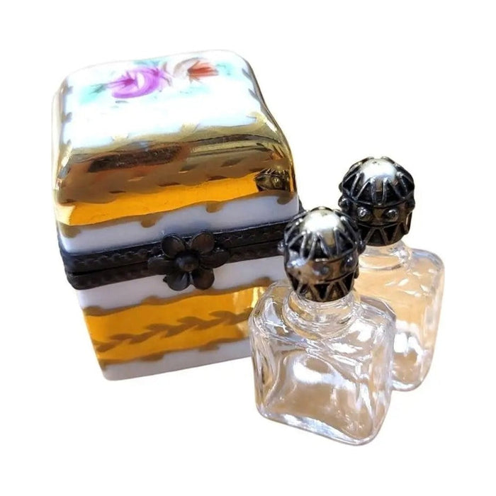 2 Perfume in Square Limoges box painted by hand in Limoges, France, a gift to treasure