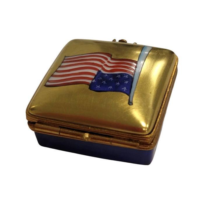 Square Patriotic American Flag United States Limoges Box Porcelain Figurine-united states patriotic-CH2P381