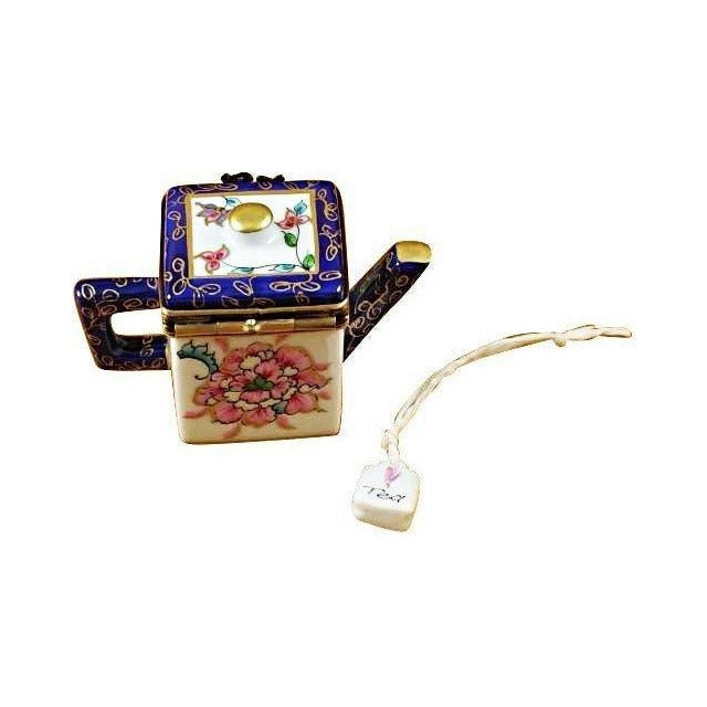 Gift idea for someone who loves France: Square Teapot with Blue Spout Handle Limoges box
