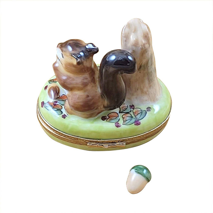 Squirrel With Acorn Gift Porcelain Limoges bugs critters French Trinket Box