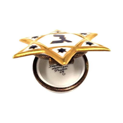 Every brushstroke by hand on the Star of David for Jewish Limoges box from France
